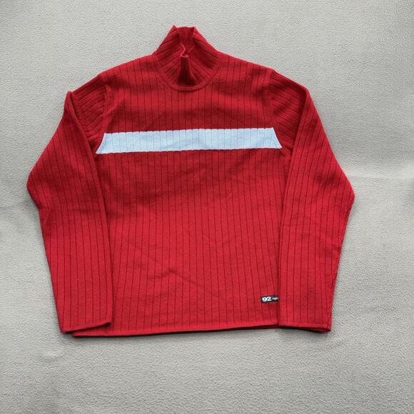 Abercrombie & Fitch Other - Abercrombie & Fitch Sweater Mens XL Red Mock Neck Ribbed Stripe Long Sleeve Y2K